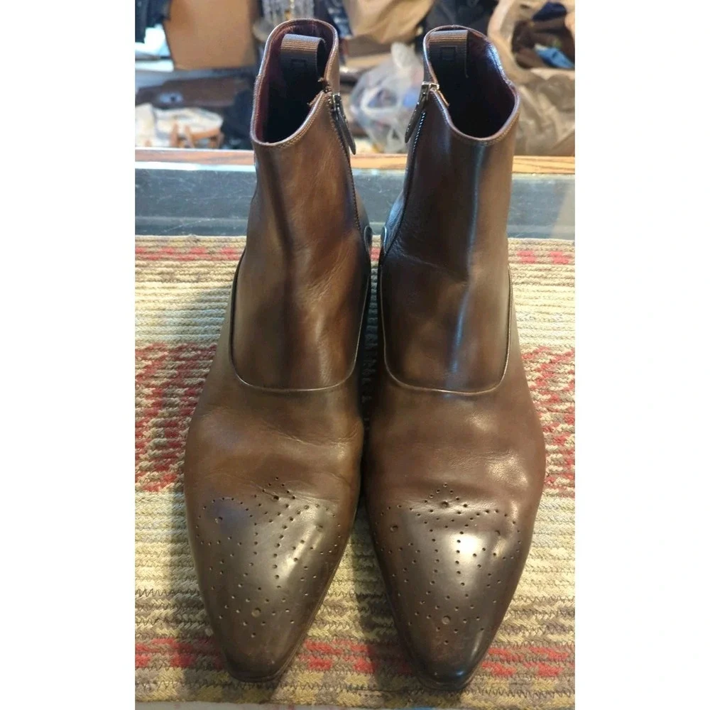 Men's Gorgeous Denis Italy Brown Leather Chelsea Boots Ankle Size EU45 US 11.5